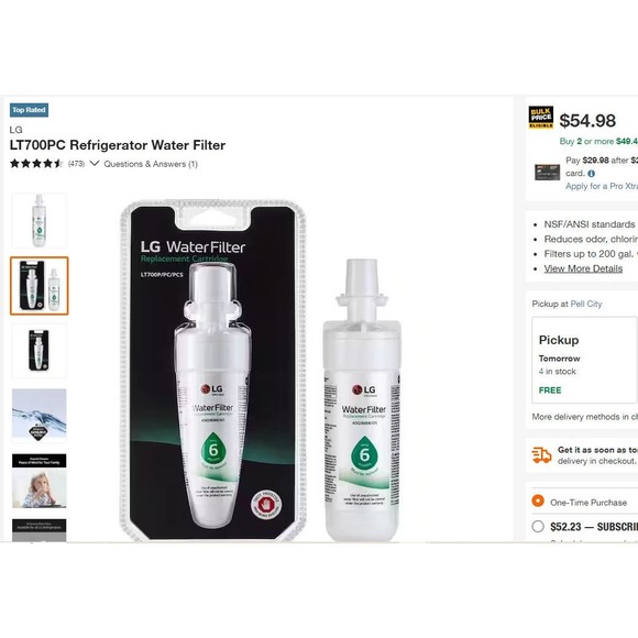 LG LT700PC Refrigerator Water Filter (New, Open Packaged Item) - Picture 2 of 7